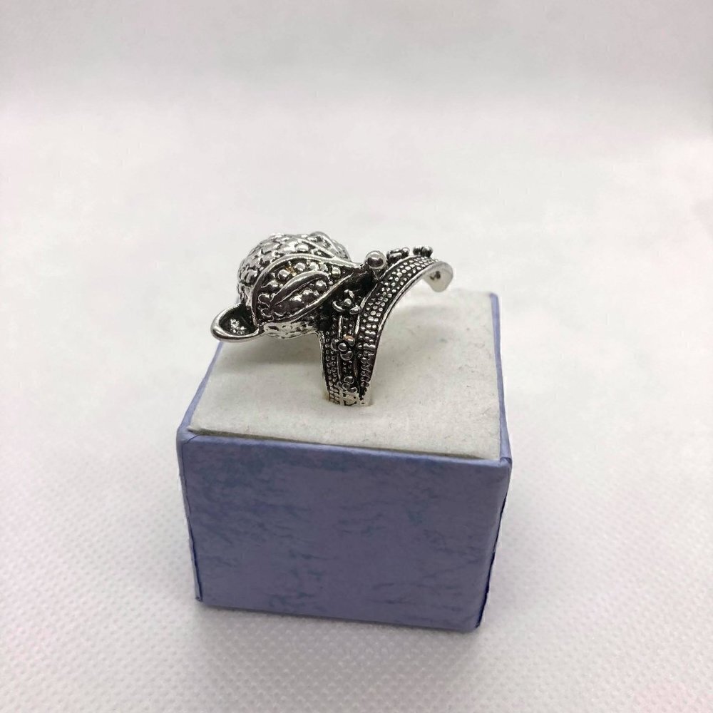 Antique Silver Plated Fox Ring Size 7.5 - Picture 5 of 10